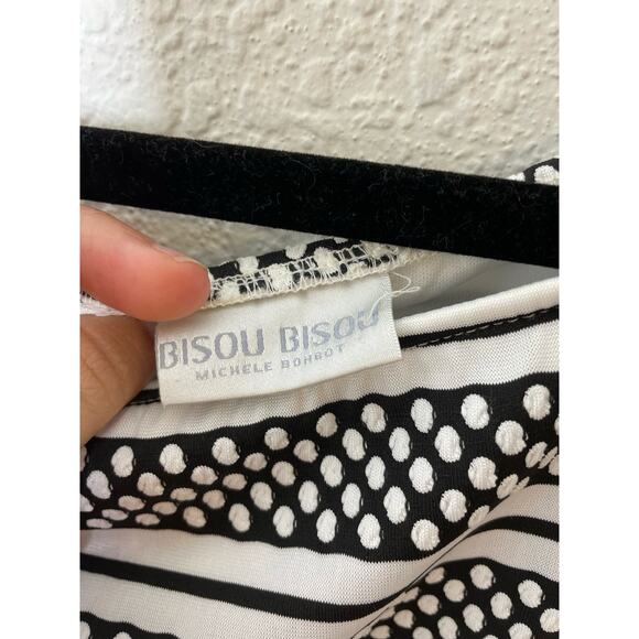 Bisou Bisou Black and White Polka Dot Body Con Dress Womens size 12 y2k vintage - Picture 3 of 6